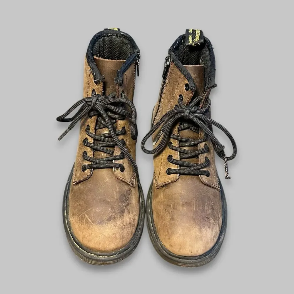 Dr. Martens Delaney Brown Leather Lace-Up Boots – Youth Size 3